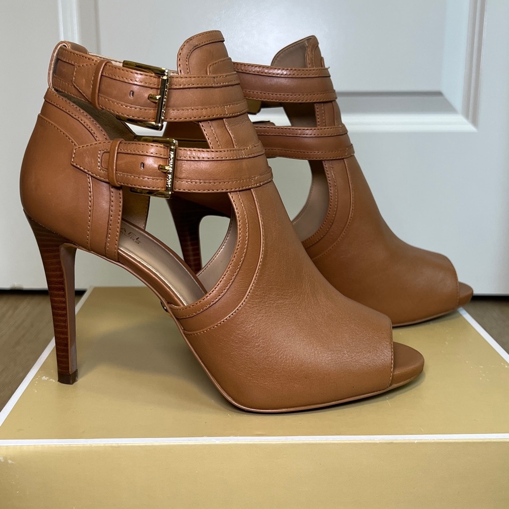 Michael Kors Tan Peep-Toe Heels
